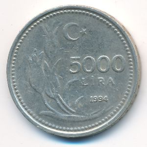 Turkey, 5000 lira, 1994