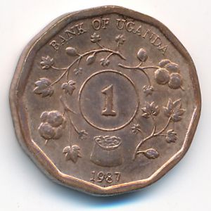 Uganda, 1 shilling, 1987