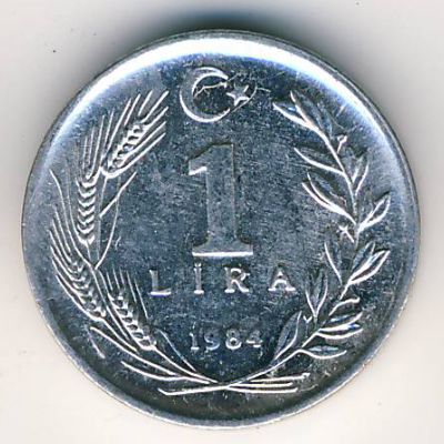 Turkey, 1 lira, 1984