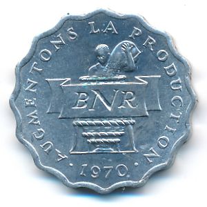 Rwanda, 2 francs, 1970