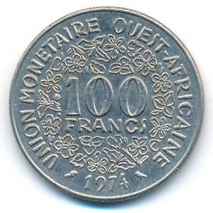 West African States, 100 francs, 1974