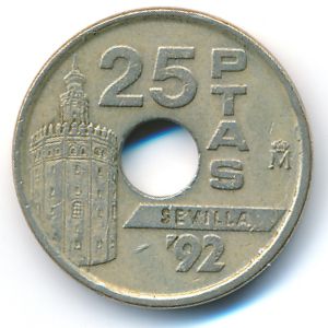 Испания, 25 песет (1992 г.)