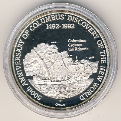 Turks and Caicos Islands, 20 crowns, 1991