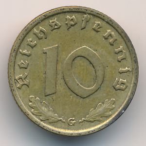 Nazi Germany, 10 reichspfennig, 1938