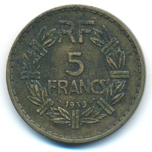 France, 5 francs, 1939