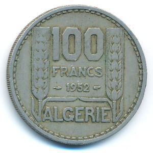 Algeria, 100 francs, 1952