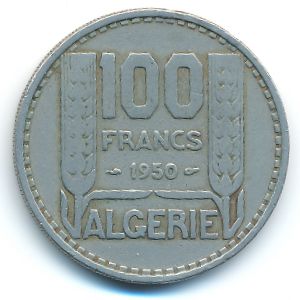 Algeria, 100 francs, 1950