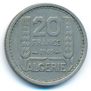 Algeria, 20 francs, 1949