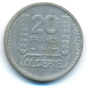 Algeria, 20 francs, 1949
