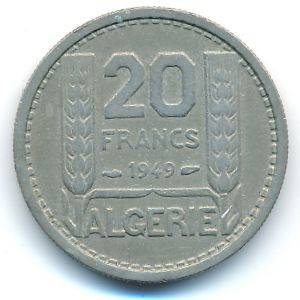Algeria, 20 francs, 1949