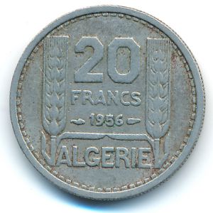 Algeria, 20 francs, 1956