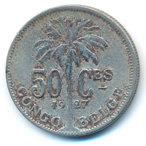 Belgian Congo, 50 centimes, 1927