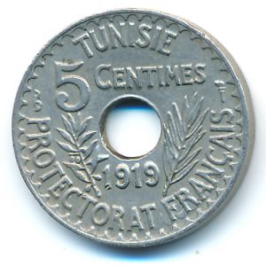 Tunis, 5 centimes, 1919