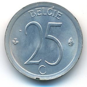 Belgium, 25 centimes, 1964