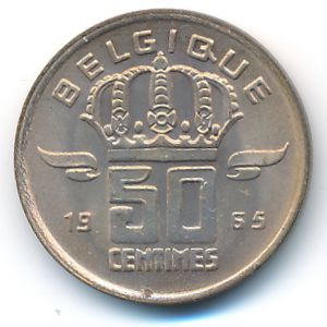 Belgium, 50 centimes, 1965