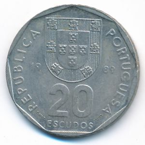 Portugal, 20 escudos, 1989