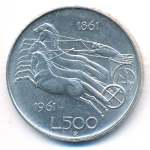 Italy, 500 lire, 1961