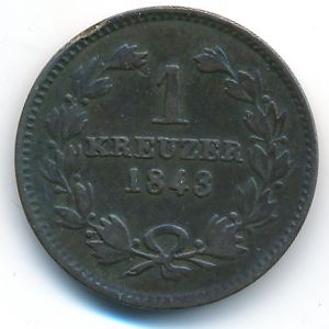 Баден, 1 крейцер (1843 г.)