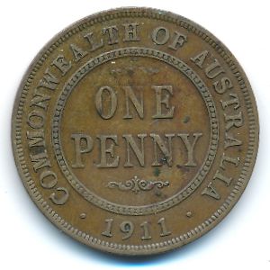 Австралия, 1 пенни (1911 г.)