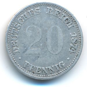 Германия, 20 пфеннигов (1874 г.)