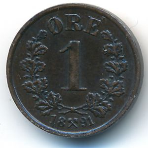 Norway, 1 ore, 1891