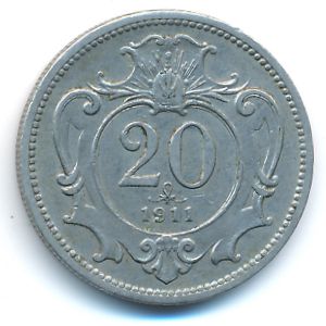 Австрия, 20 геллеров (1911 г.)