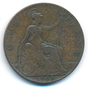 Великобритания, 1 пенни (1908 г.)