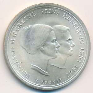 Дания, 10 крон (1967 г.)