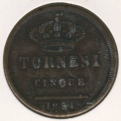 Неаполь и Сицилия, 5 торнеси (1846–1859 г.)