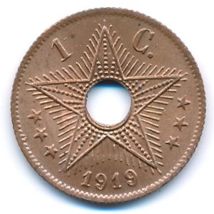 Belgian Congo, 1 centime, 1919