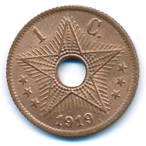 Belgian Congo, 1 centime, 1919