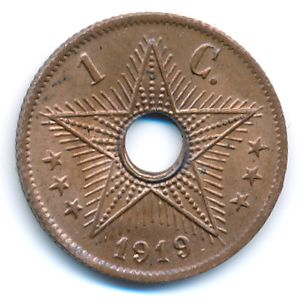 Belgian Congo, 1 centime, 1919