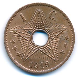 Belgian Congo, 1 centime, 1919