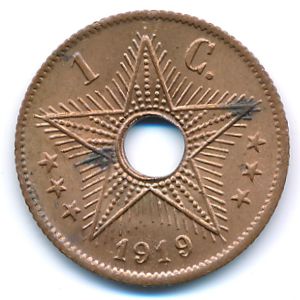 Belgian Congo, 1 centime, 1919