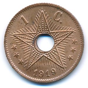 Belgian Congo, 1 centime, 1919