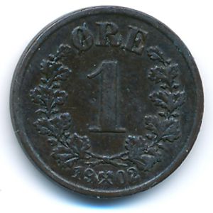 Norway, 1 ore, 1902