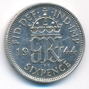 Great Britain, 6 pence, 1944