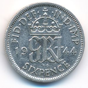 Great Britain, 6 pence, 1944