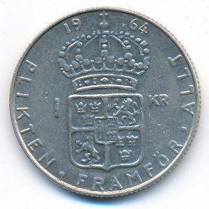 Sweden, 1 krona, 1964