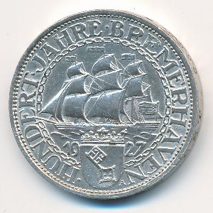 Weimar Republic, 3 reichsmark, 1927