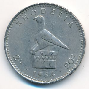 Rhodesia, 2 shillings-20 cents, 1964