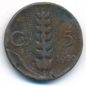 Italy, 5 centesimi, 1920