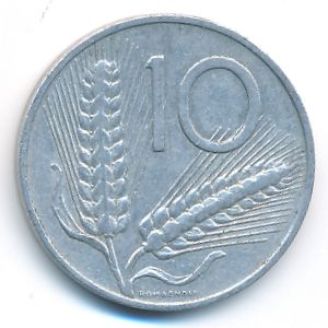 Italy, 10 lire, 1966