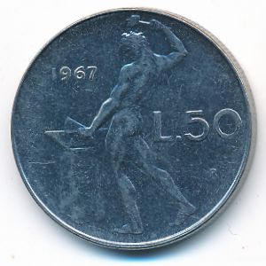 Italy, 50 lire, 1967