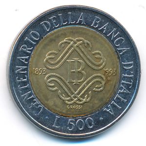 Italy, 500 lire, 1993