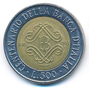 Italy, 500 lire, 1993