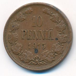 Finland, 10 pennia, 1915