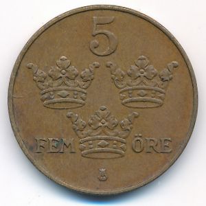 Sweden, 5 ore, 1923