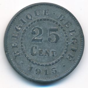 Belgium, 25 centimes, 1915