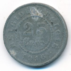 Belgium, 25 centimes, 1916